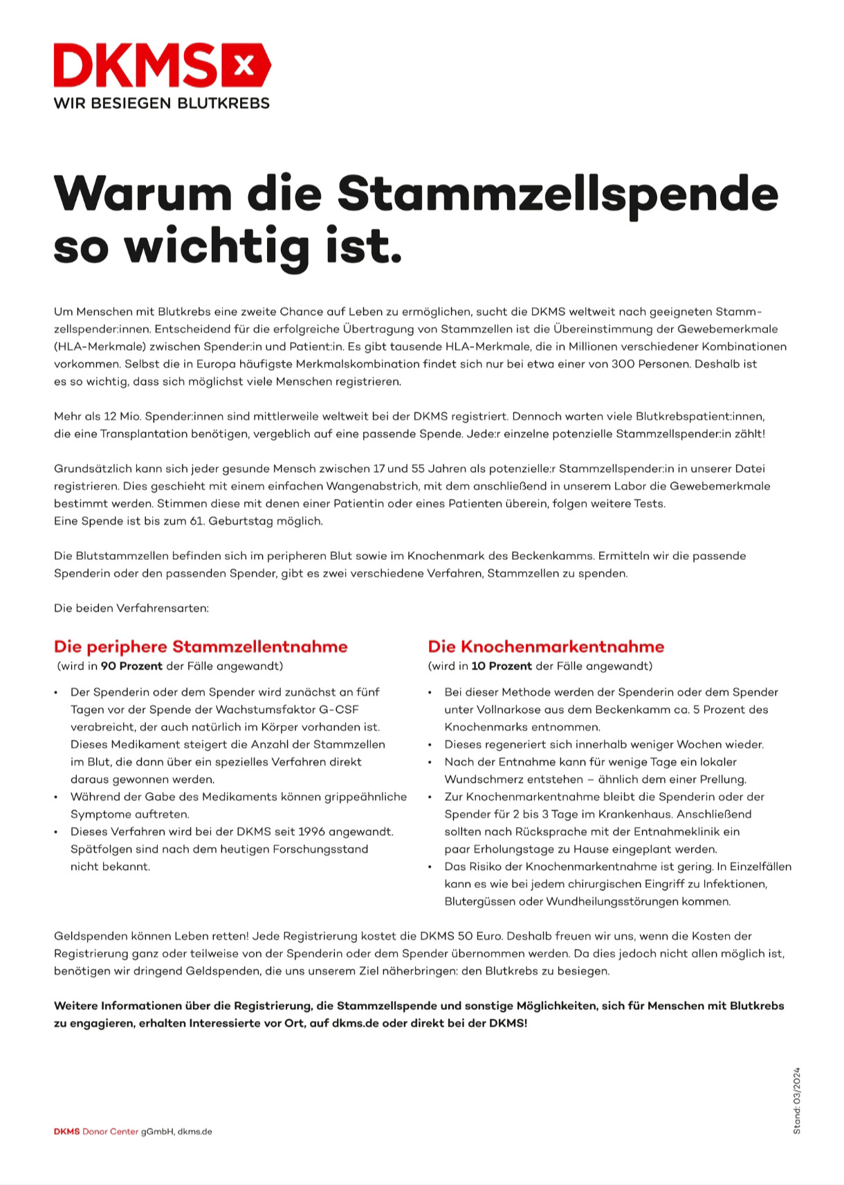 Info zur Stammzellenspenden Registrierung
